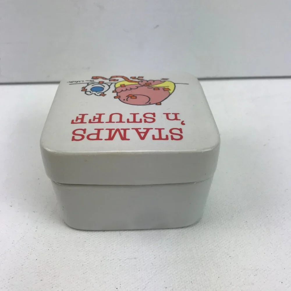 Ziggy Tom Wilson Stamps 'N Stuff Square Glass Trinket Dish Organize